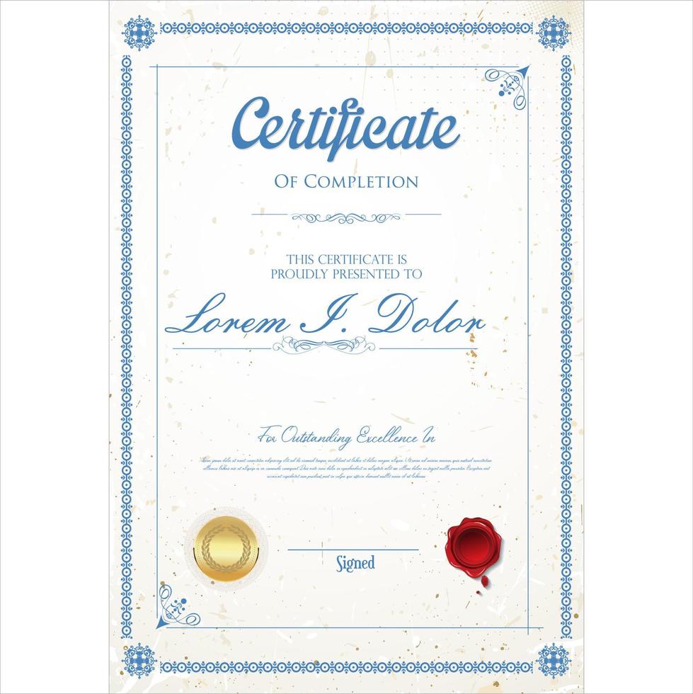 Certificate or diploma retro vintage design vector