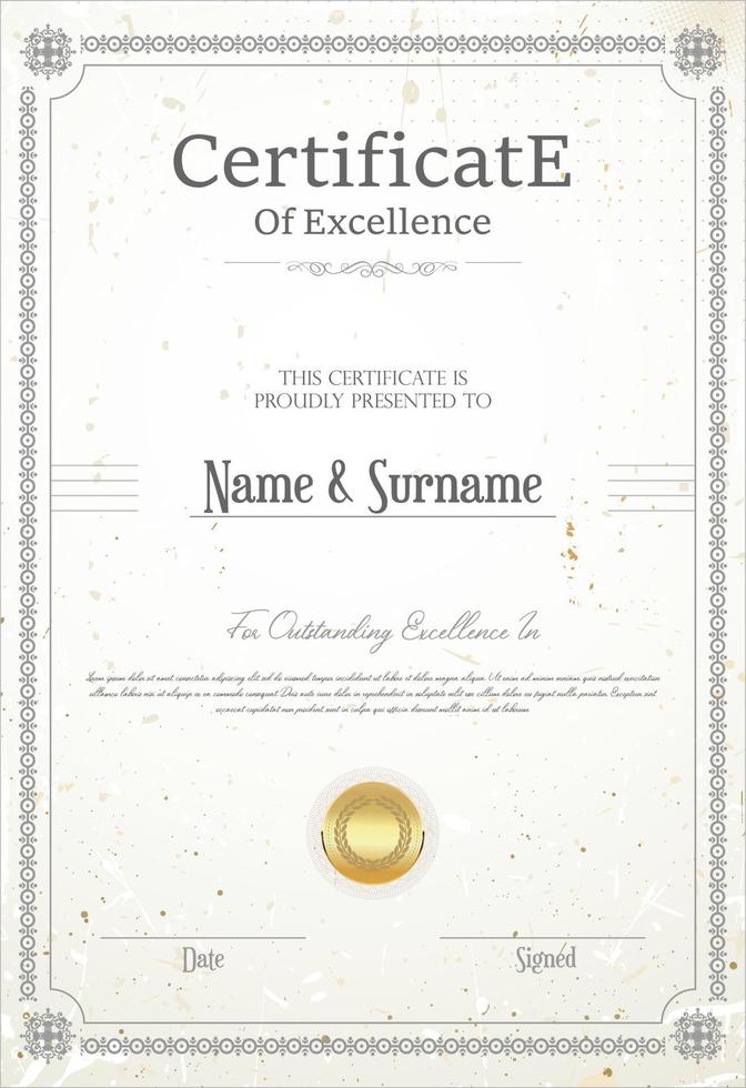 Certificate or diploma retro vintage design vector