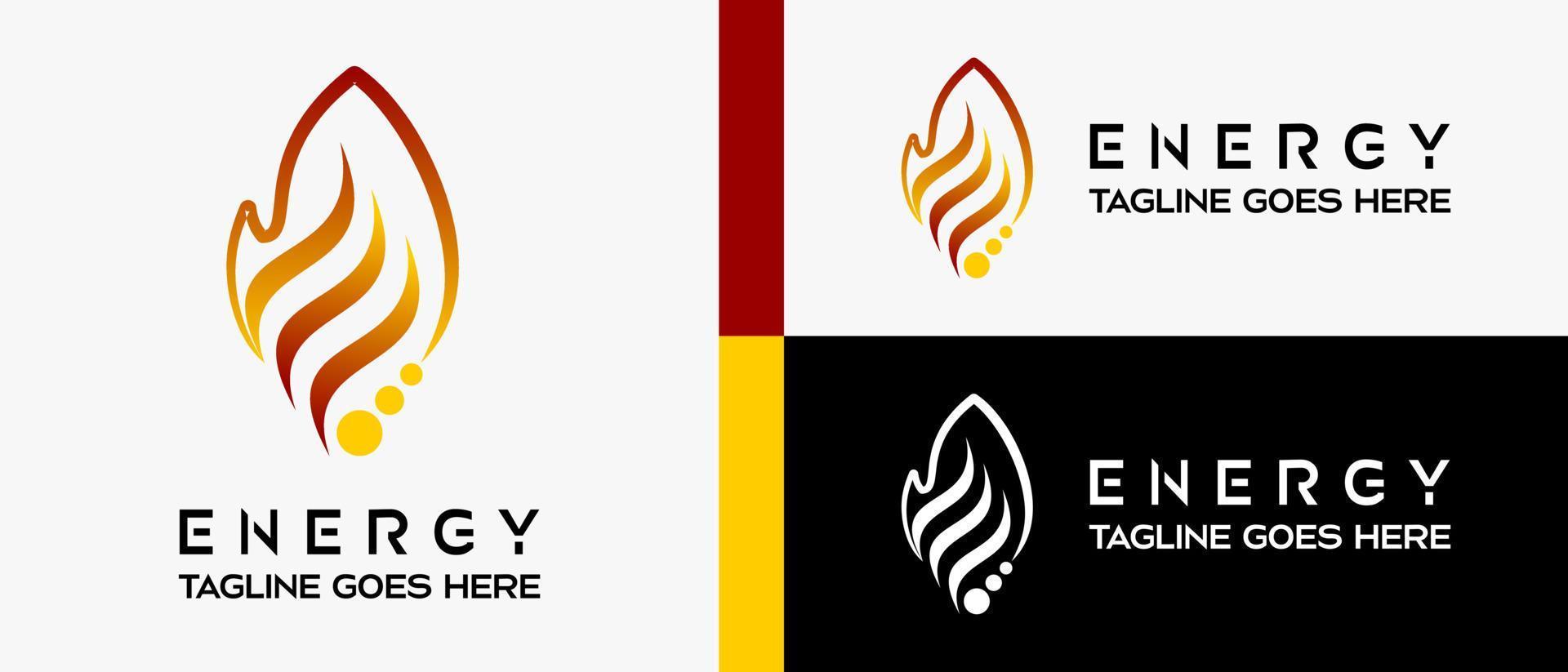 fire energy logo design template with dot icon element. vector abstract logo illustration