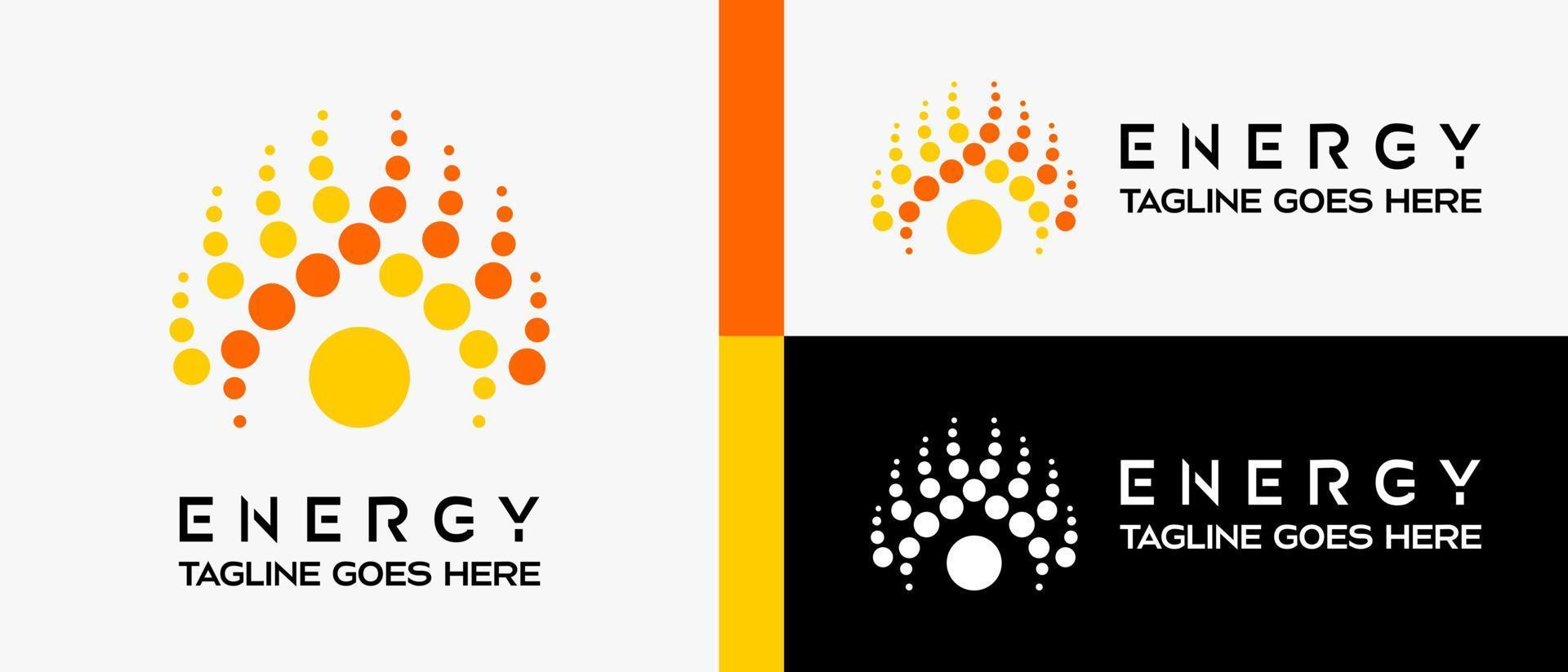 fire energy logo design template with dot icon element. vector abstract logo illustration