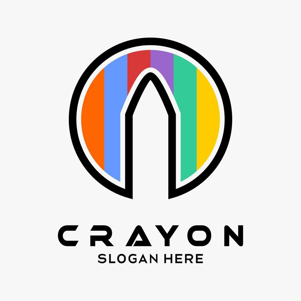 crayon logo design with rainbow color concept in a creative and simple