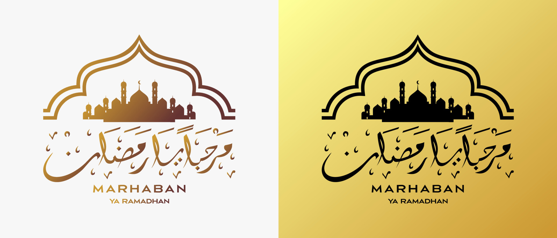 ramadan logo design template in creative concept with mosque elements