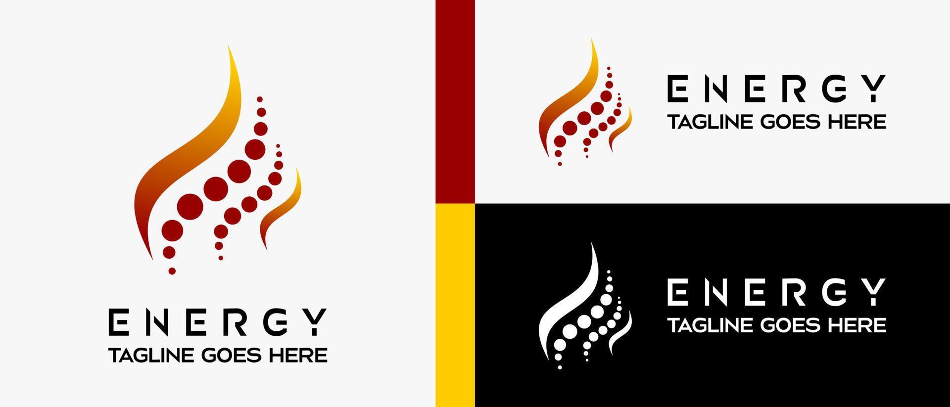 fire energy logo design template with dot icon element. vector abstract logo illustration