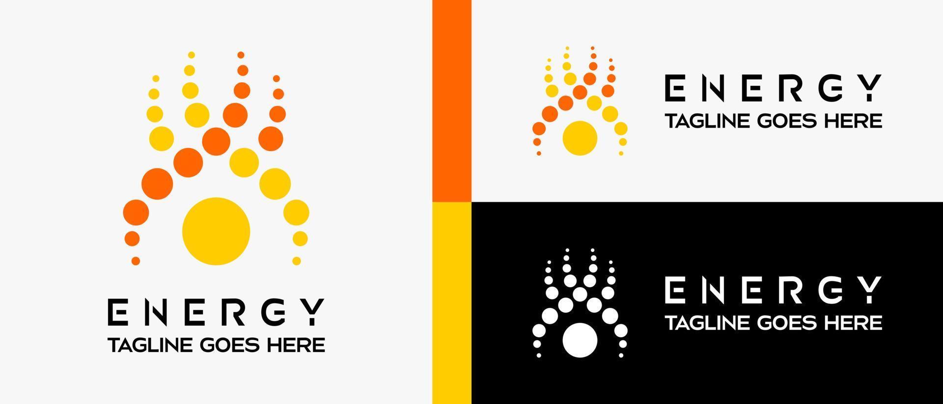 solar energy and sunlight logo design template with dot icon. vector abstract logo illustration