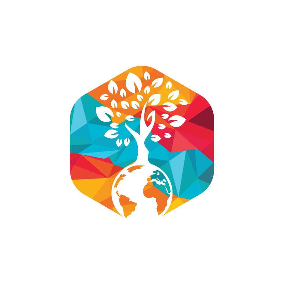 Globe tree vector logo design template. Planet and eco symbol or icon.
