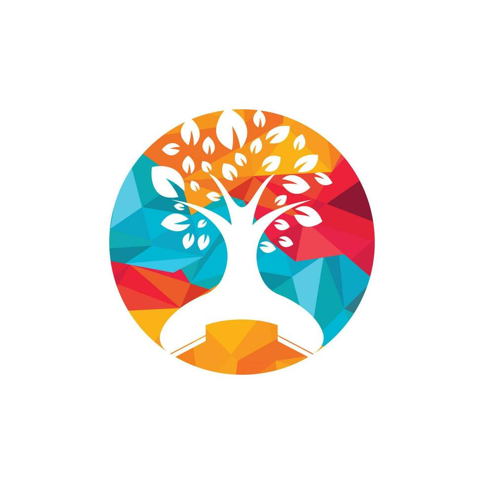 Nature call vector logo design. Handset tree icon design template.