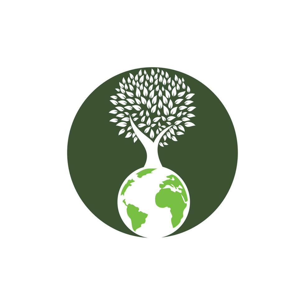 Globe tree vector logo design template. Planet and eco symbol or icon.