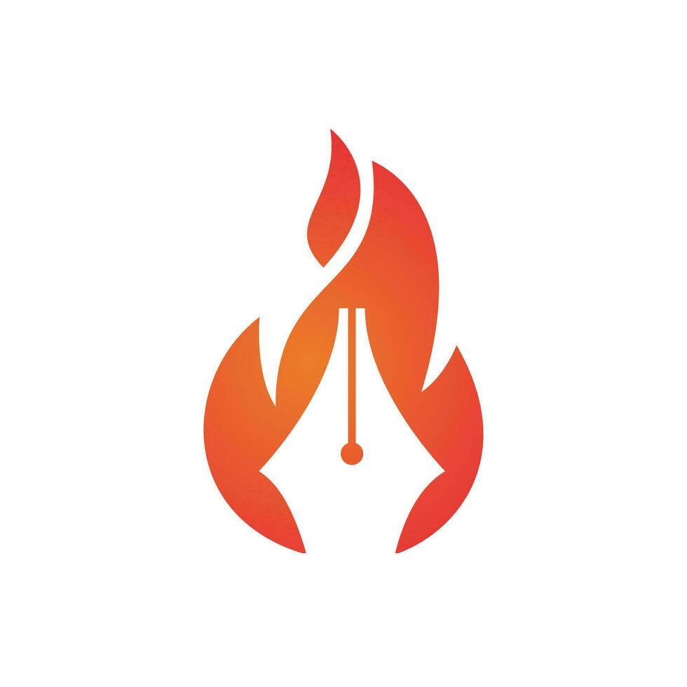 Fire Pen vector logo design concept. Hot writer vector logo icon.