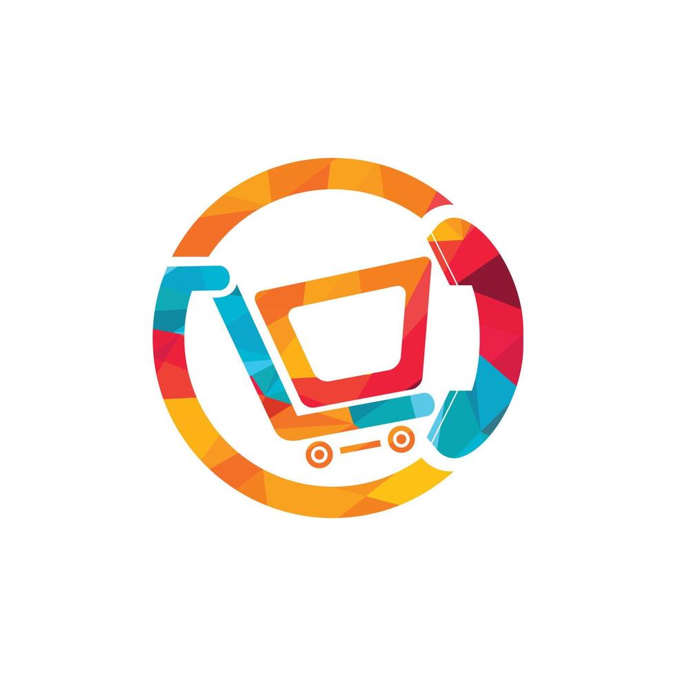 ilustración de plantilla de diseño de logotipo de vector de llamada de compras. carrito de compras e icono de teléfono.