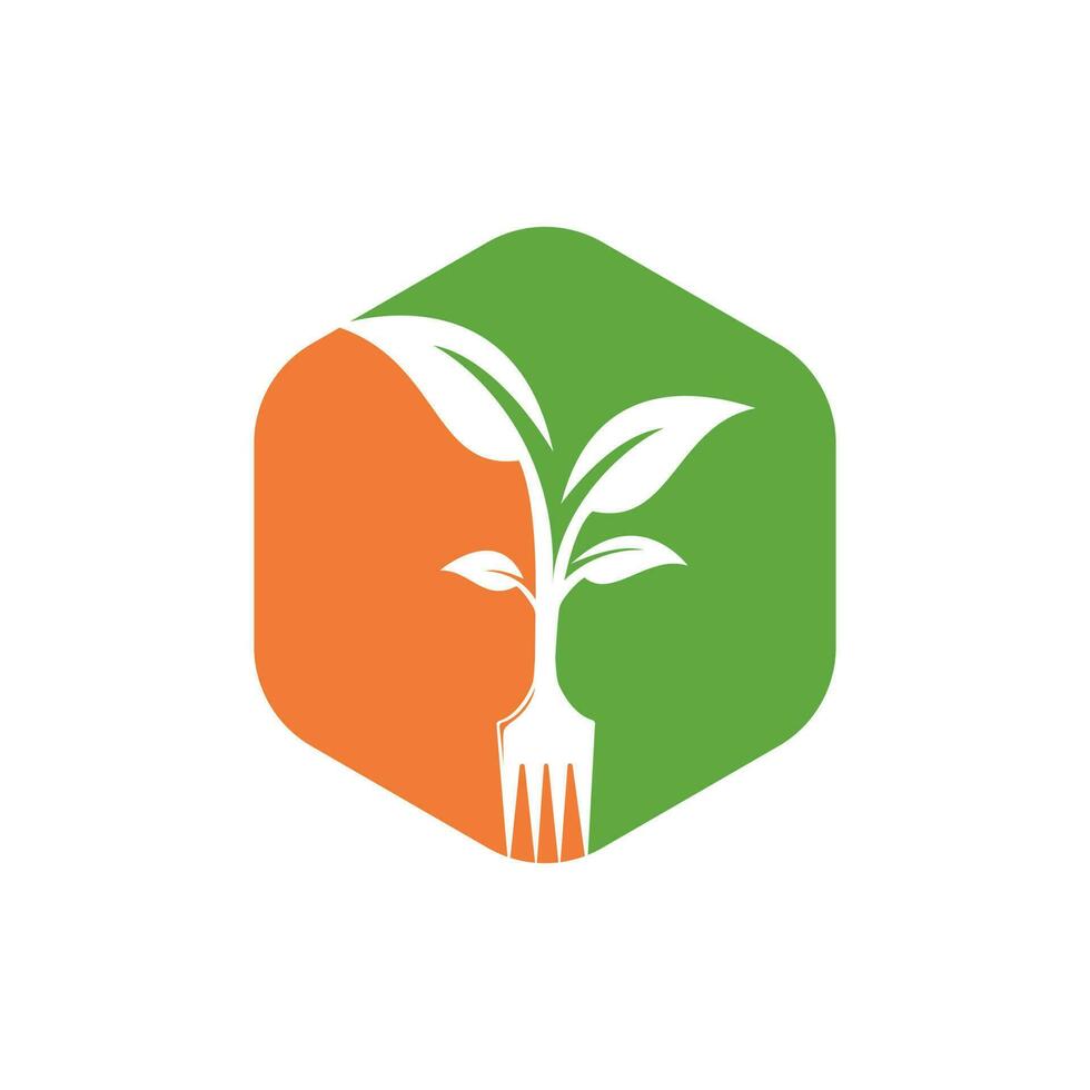 diseño de logotipo de vector de árbol de horquilla. concepto de logotipo de restaurante y agricultura.