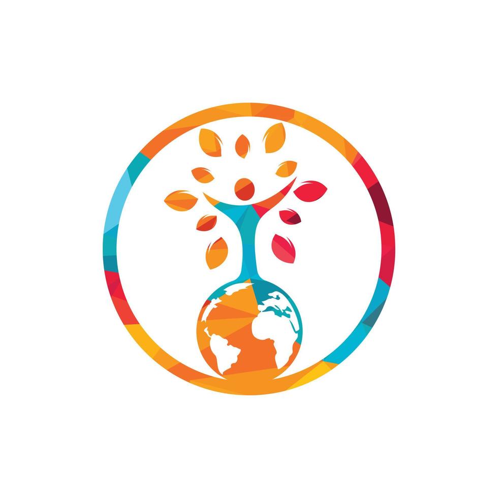 plantilla de diseño de logotipo de vector de árbol humano global.