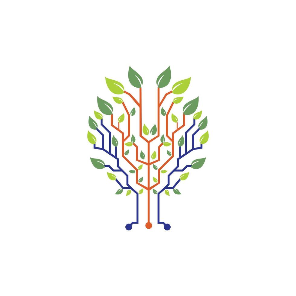 Tech tree vector logo design template. Connecting network tree icon logo.