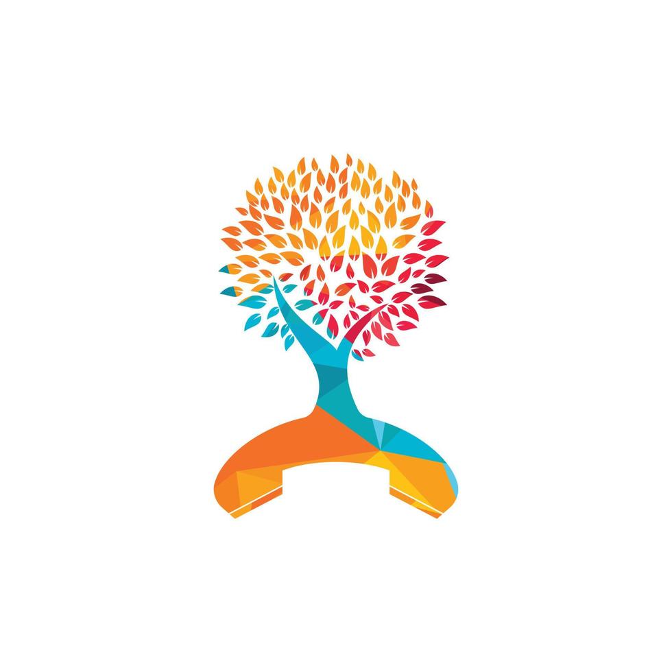 Nature call vector logo design. Handset tree icon design template.