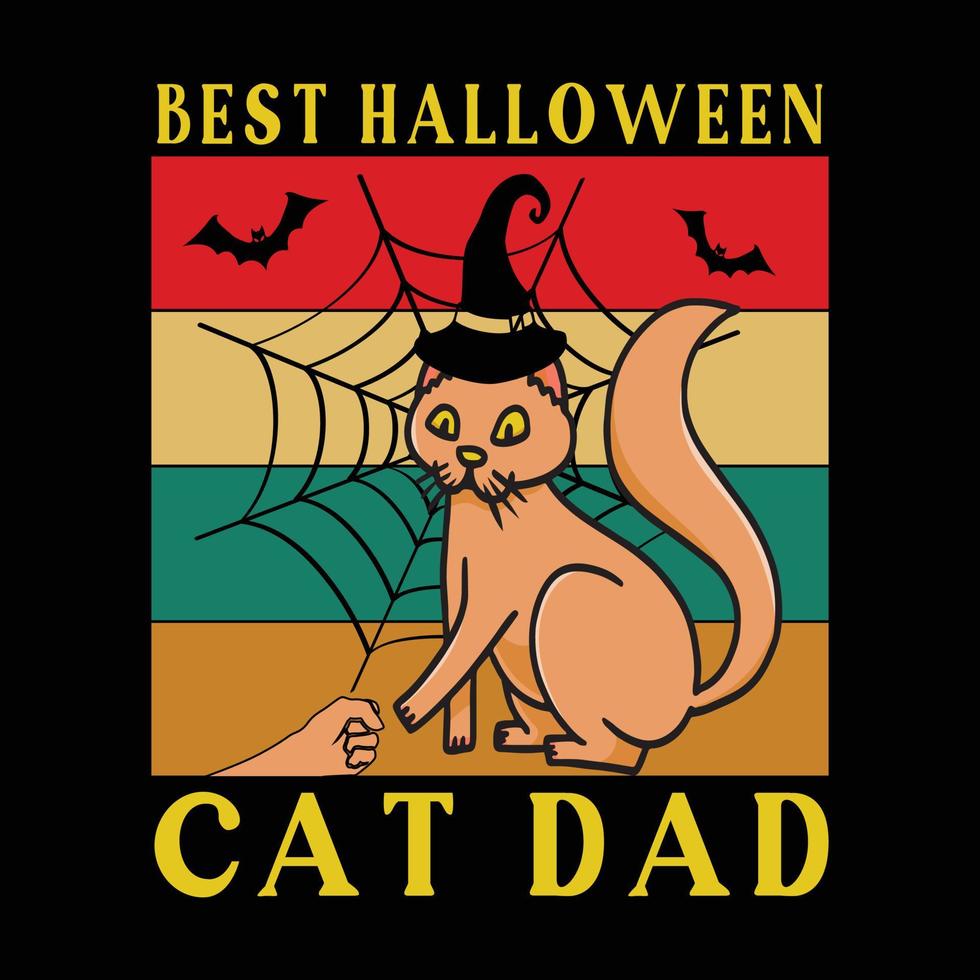 mejor diseño de camiseta de papá gato de halloween vector