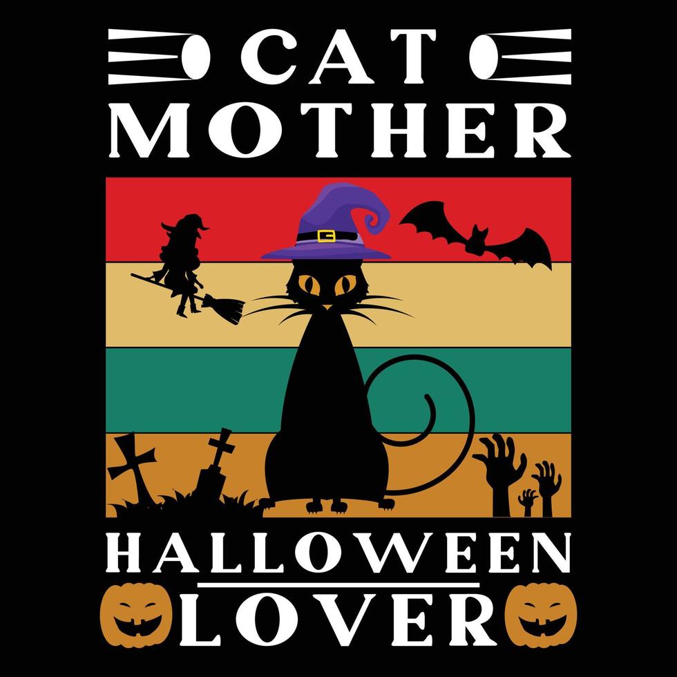 Best Halloween cat mother t-shirt design vector