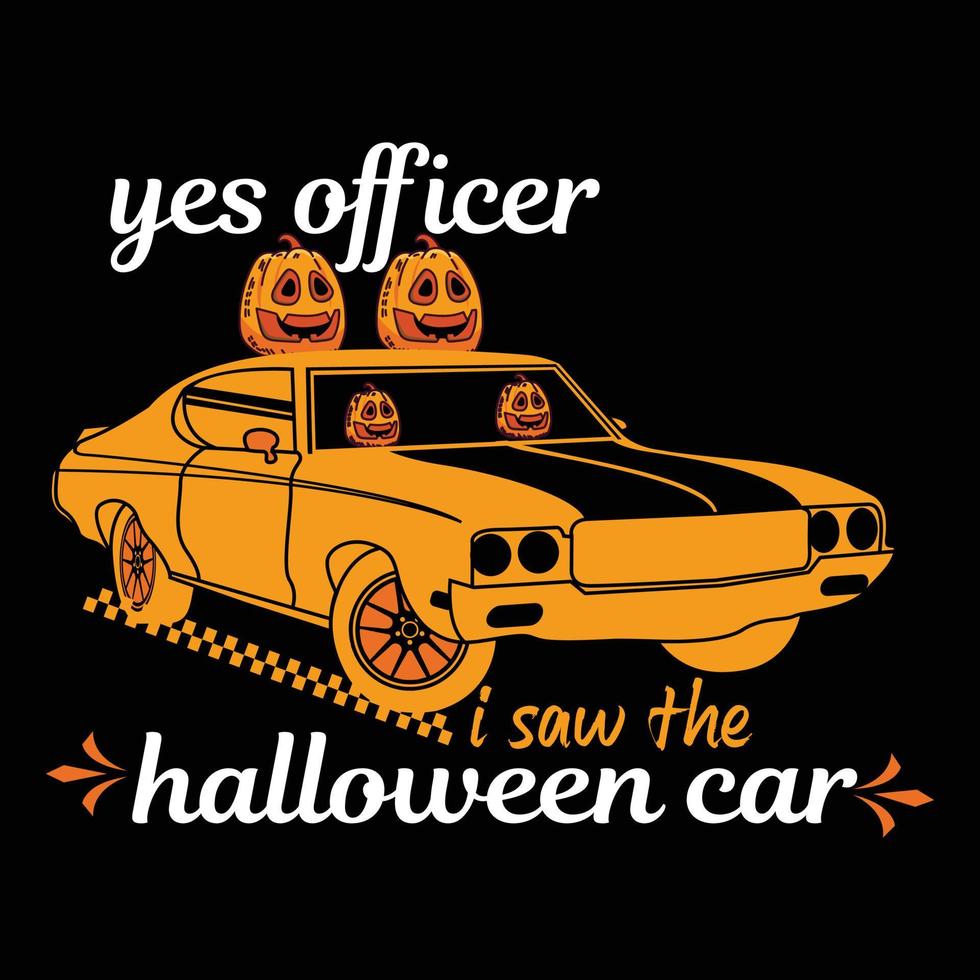 mejor diseño de camiseta tendy de coche de halloween vector