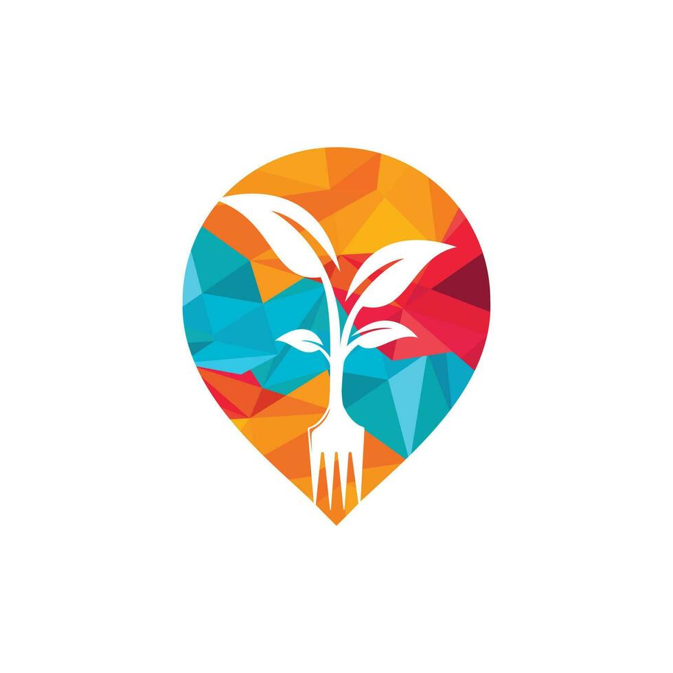 Fork tree vector logo design. Food point vector logo concept.