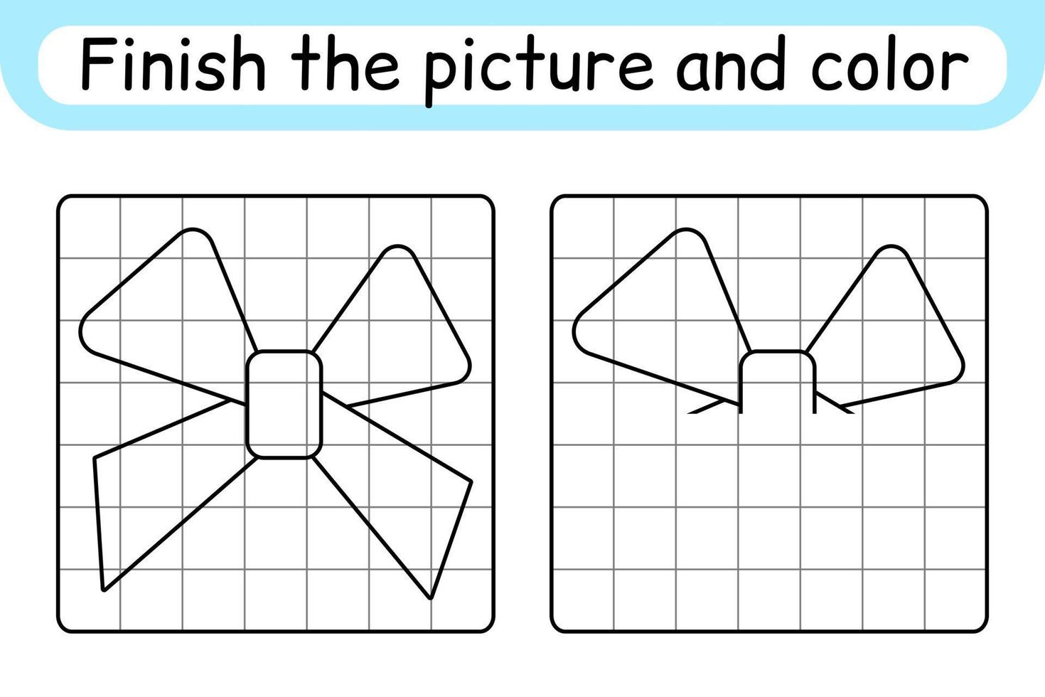 completa el arco de la imagen. copiar la imagen y el color. terminar la imagen. libro de colorear. juego educativo de ejercicios de dibujo para niños vector