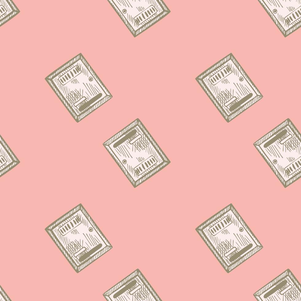 Mailbox engraved seamless pattern. Vintage letterbox in hand drawn style. vector