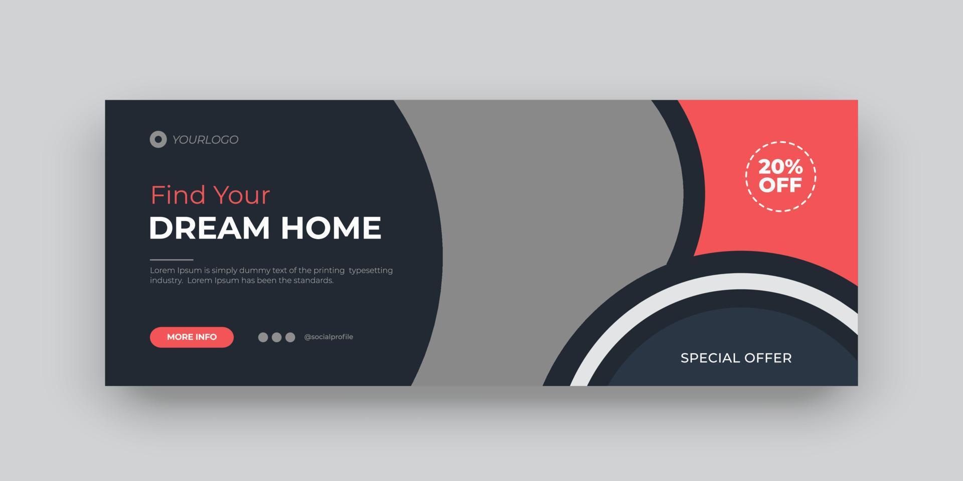 Real estate home sale banner template vector