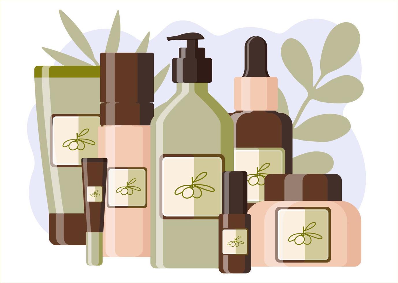 Skin care cosmetics background. Flat design. vector