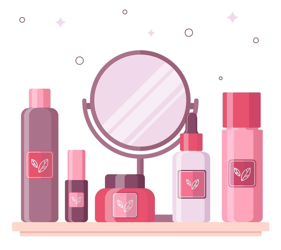 Skin care cosmetics background. Flat design. vector