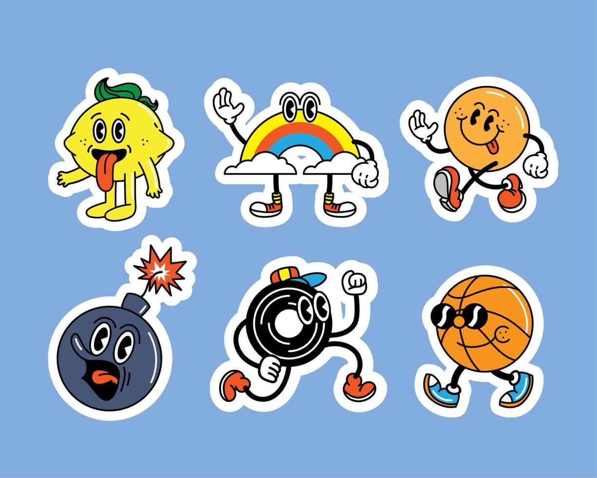 cheerful comic cartoons vector