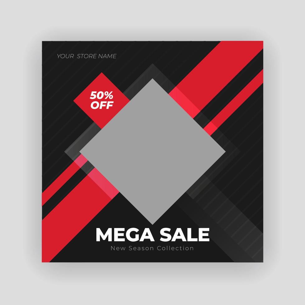 Mega sale social media banner template vector