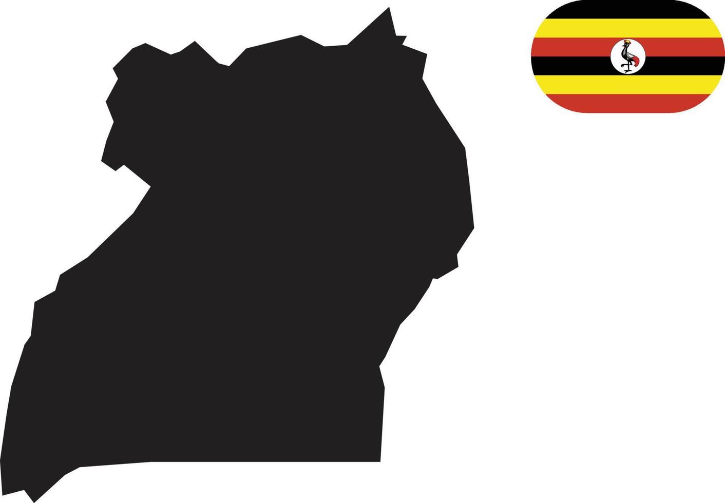 mapa y bandera de uganda vector