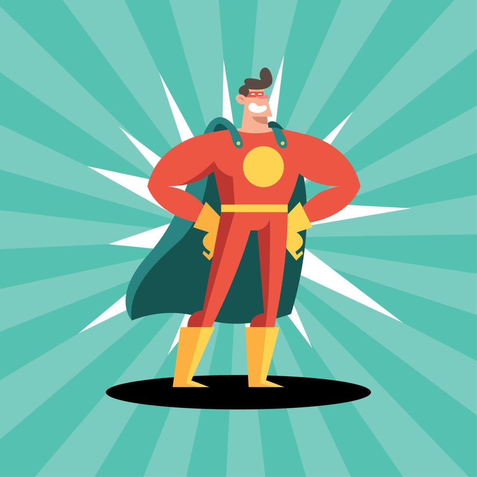 superhero standing cartoon vector