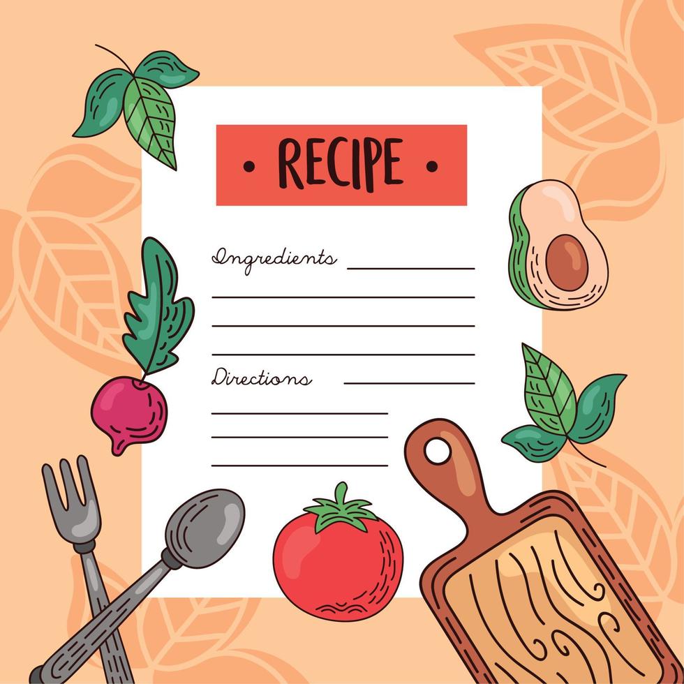 recipe with vegetables vector
