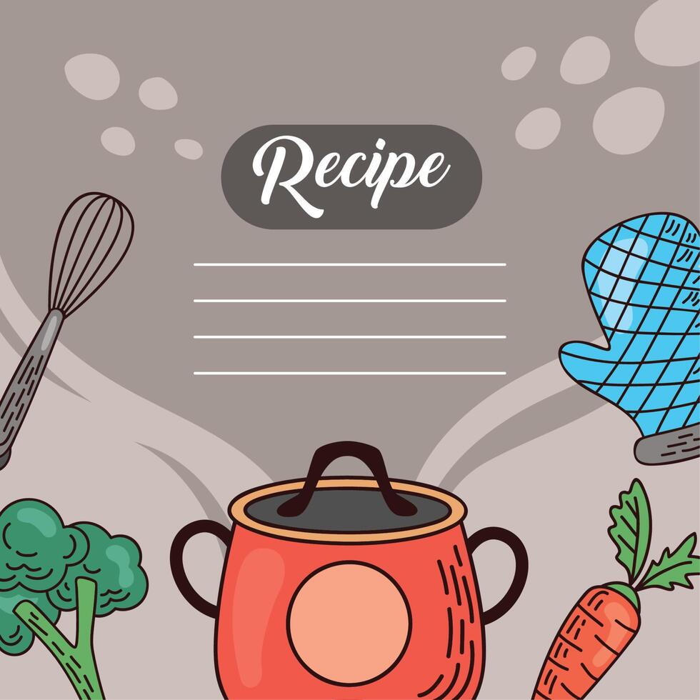 recipe with pot vector