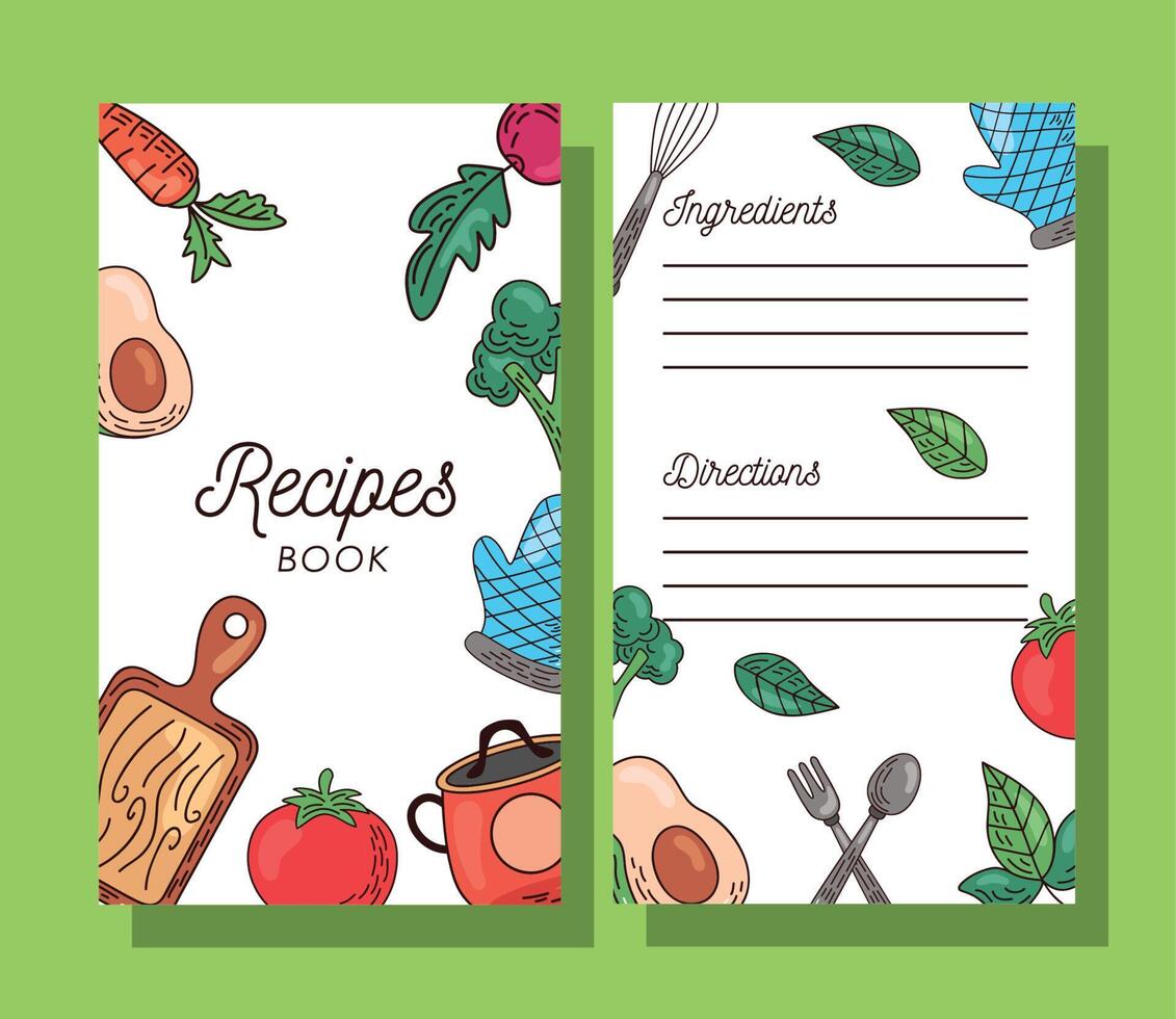 recipes book lettering vector