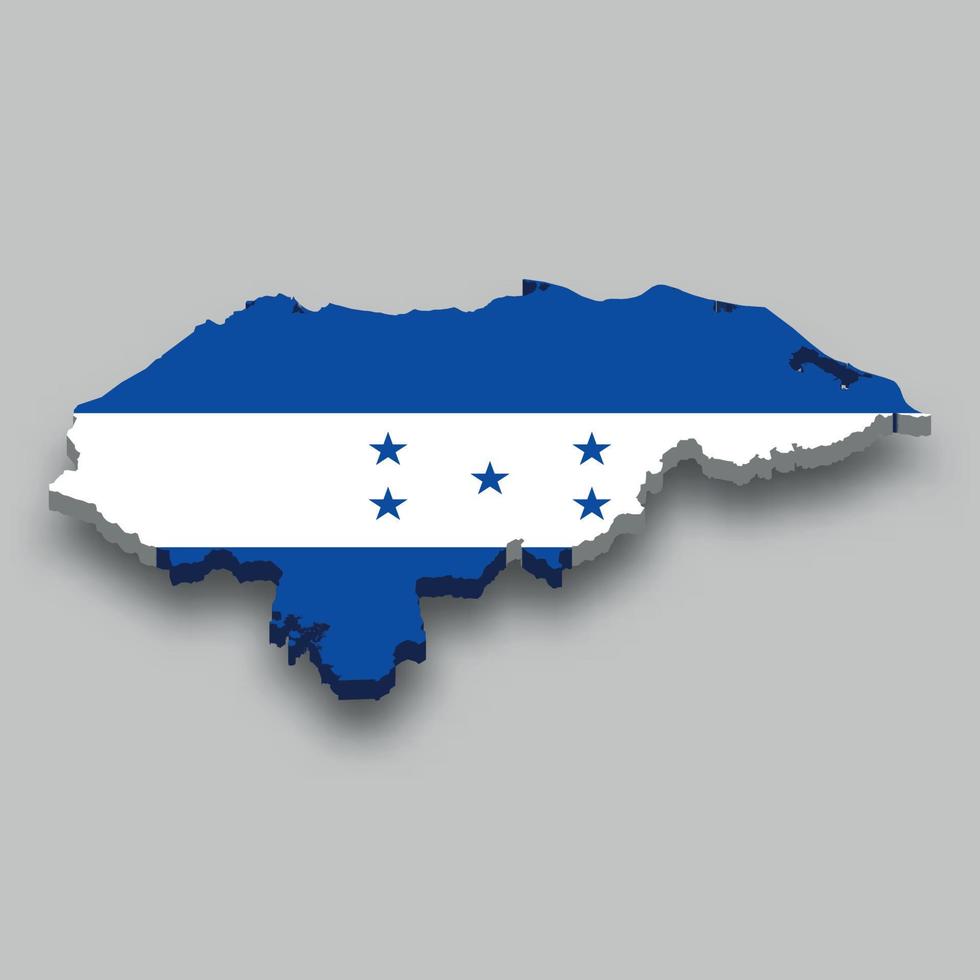 3d isometric Map of Honduras with national flag. vector