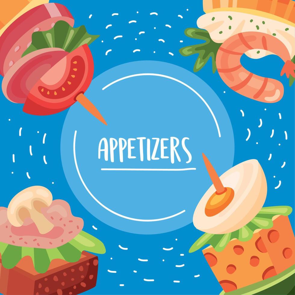 appetizers snacks circular frame vector