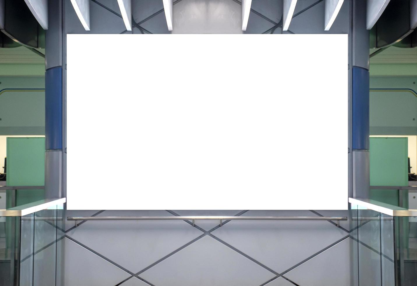 Billboard with mock up white screen at subway station photo
