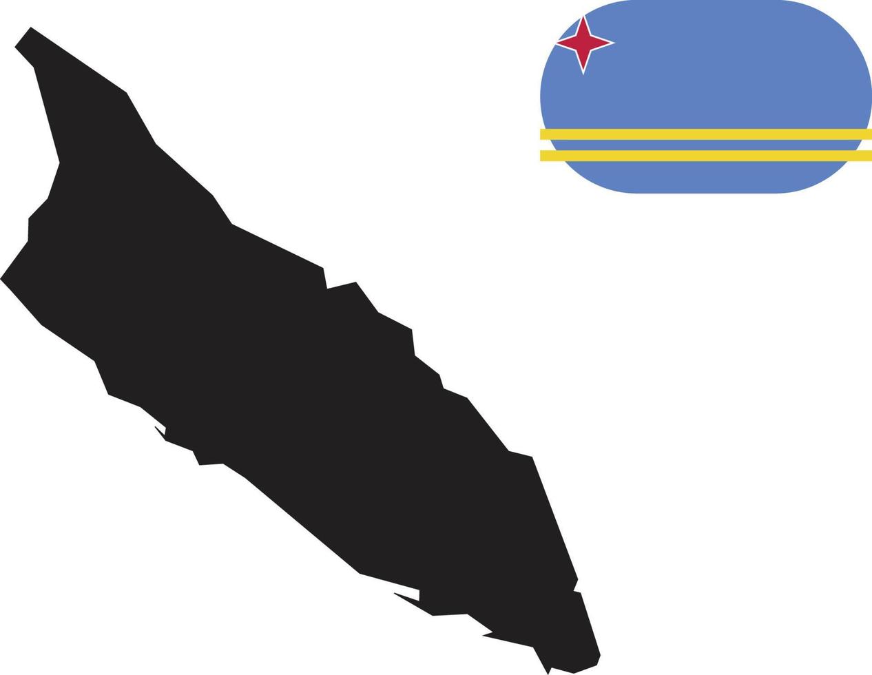 mapa y bandera de aruba vector