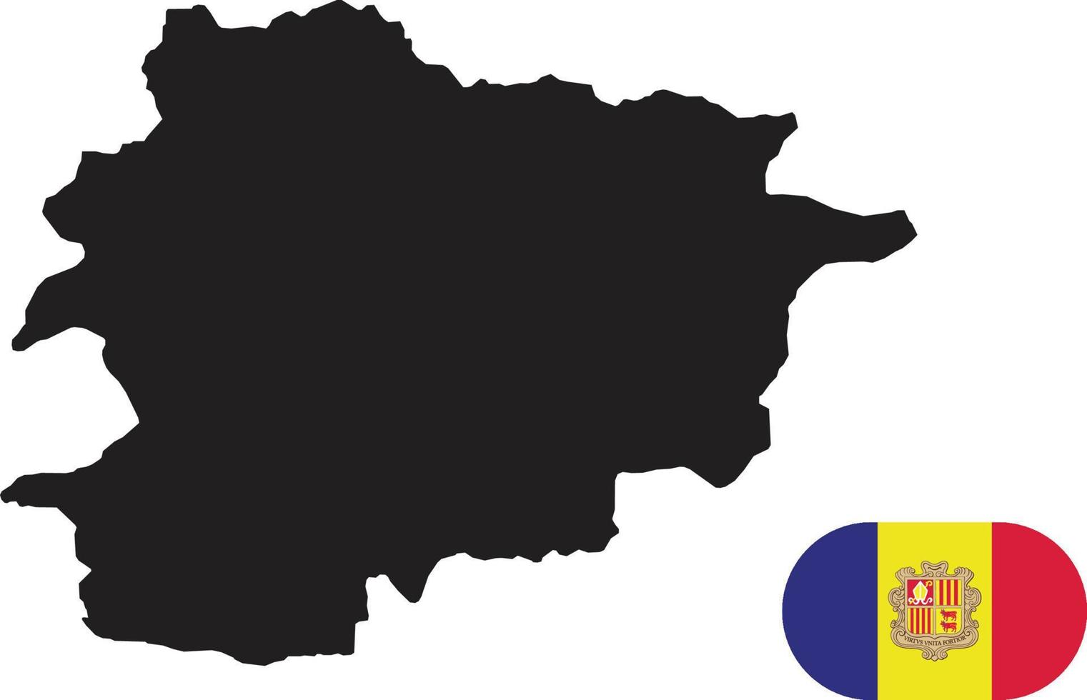 mapa y bandera de andorra vector