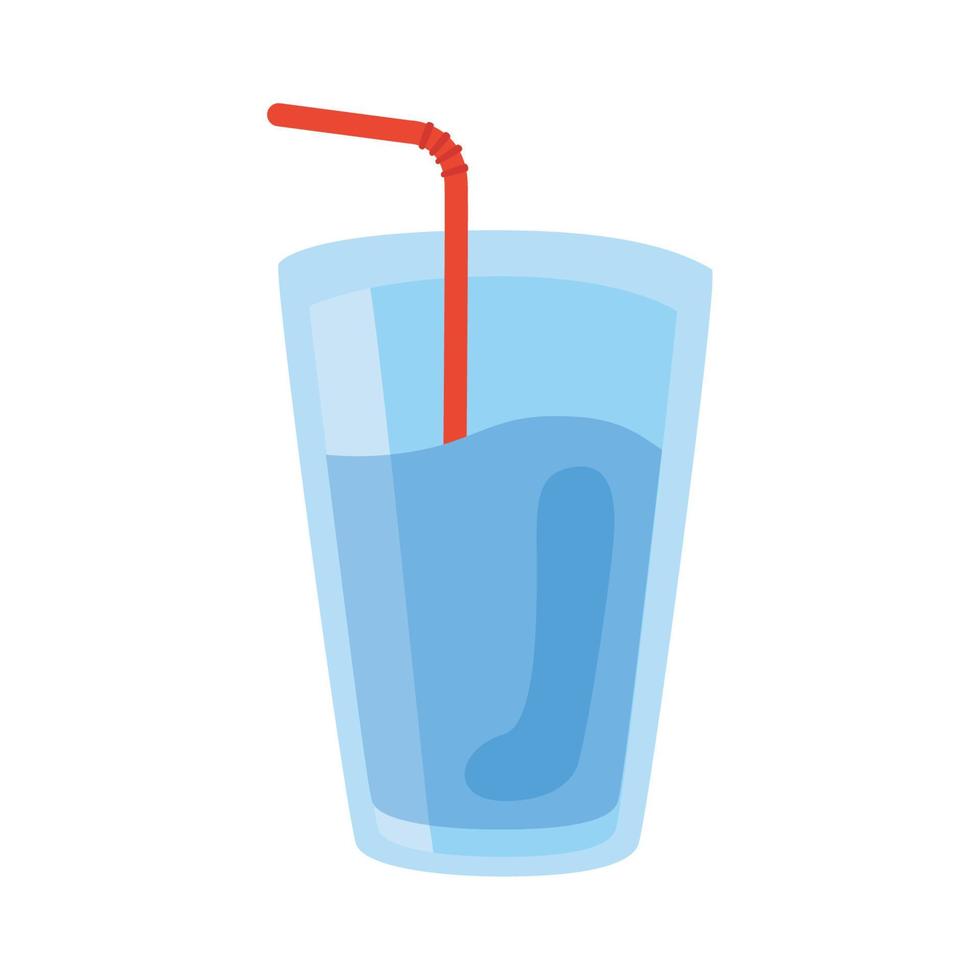 water glass with straw vector