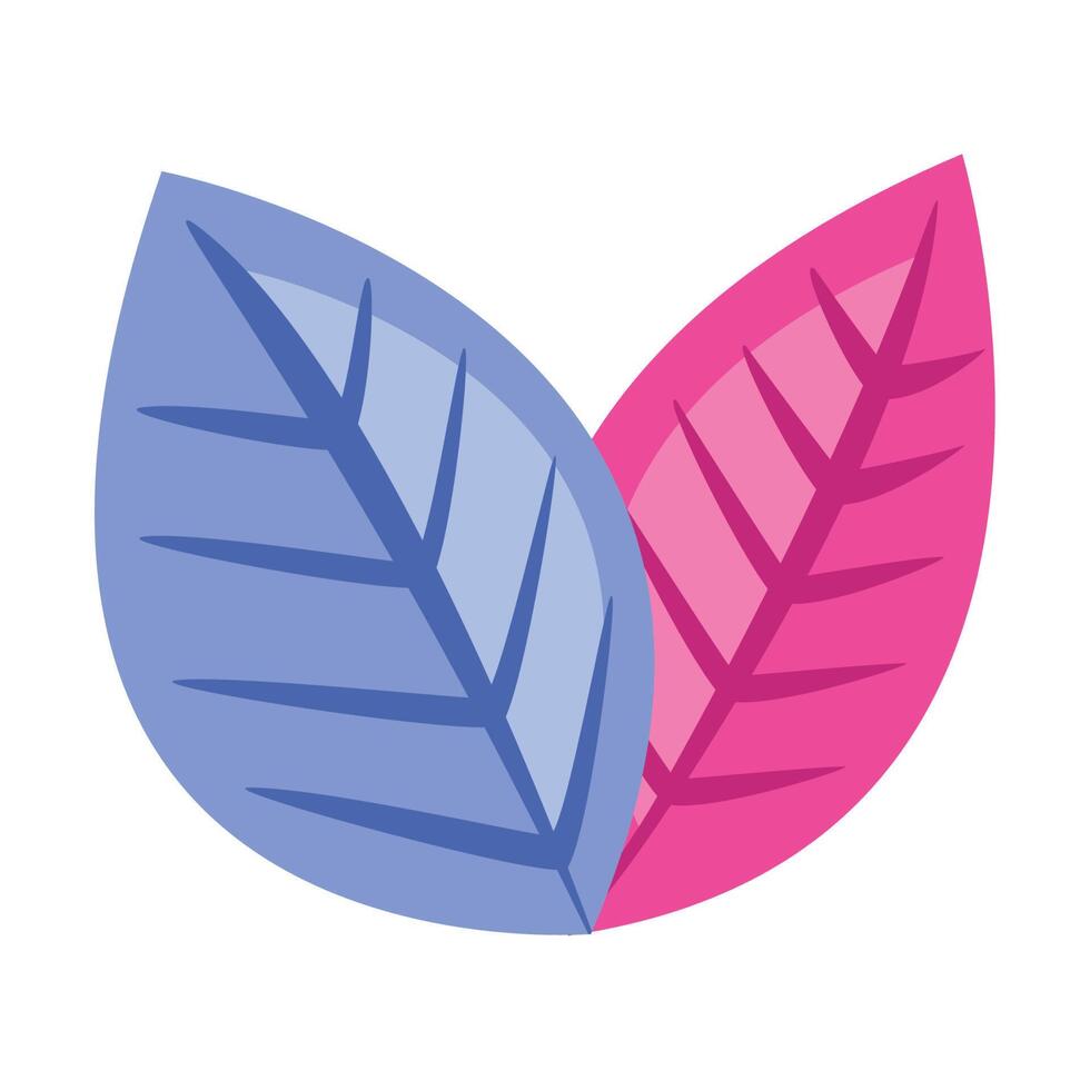 blue and pink leafs vector