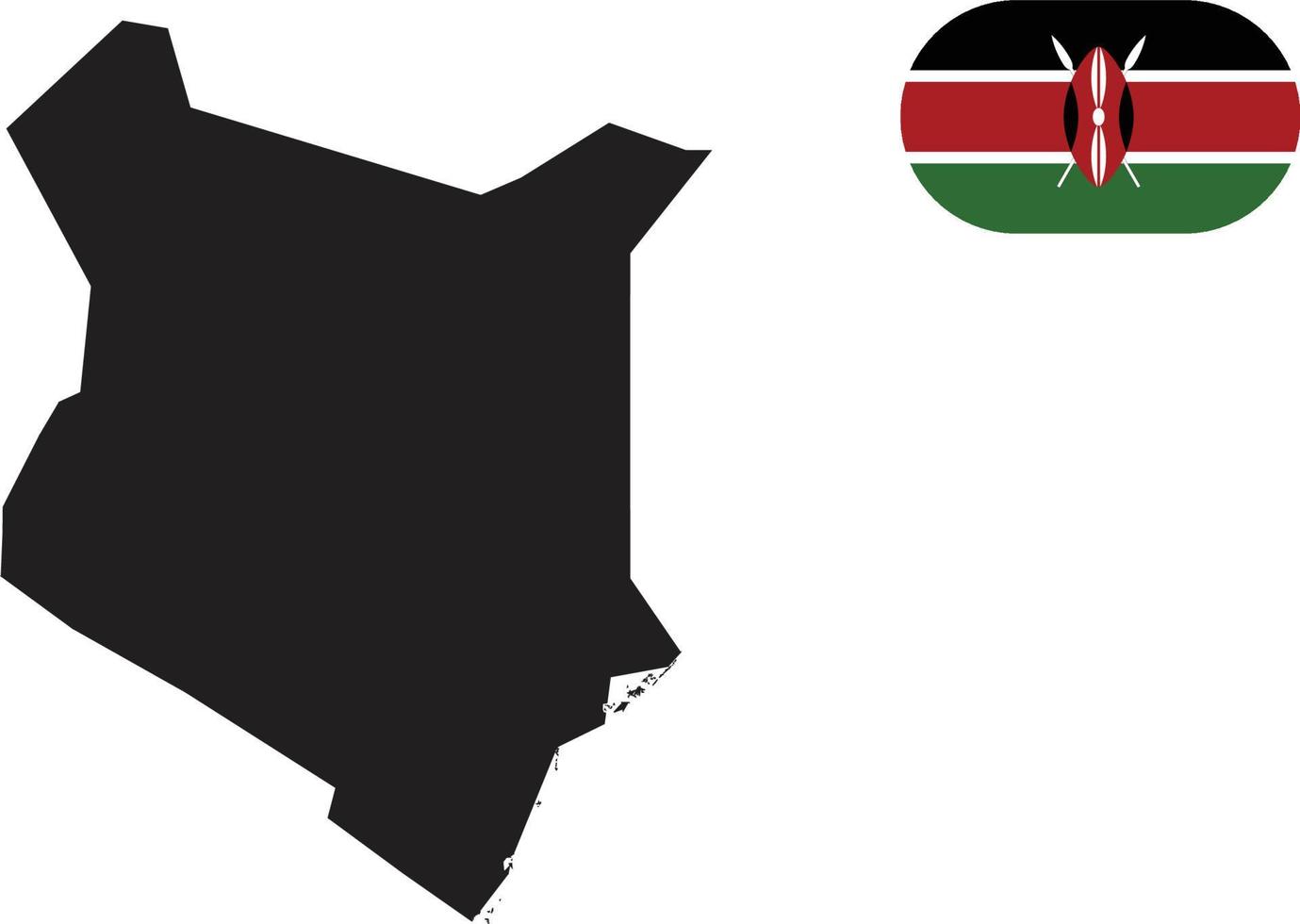 mapa y bandera de Kenia vector