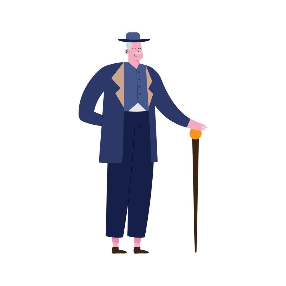 elegant gentleman with cane vector