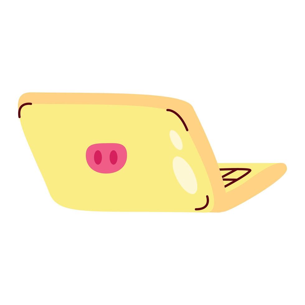 portátil amarillo con nariz de cerdo vector
