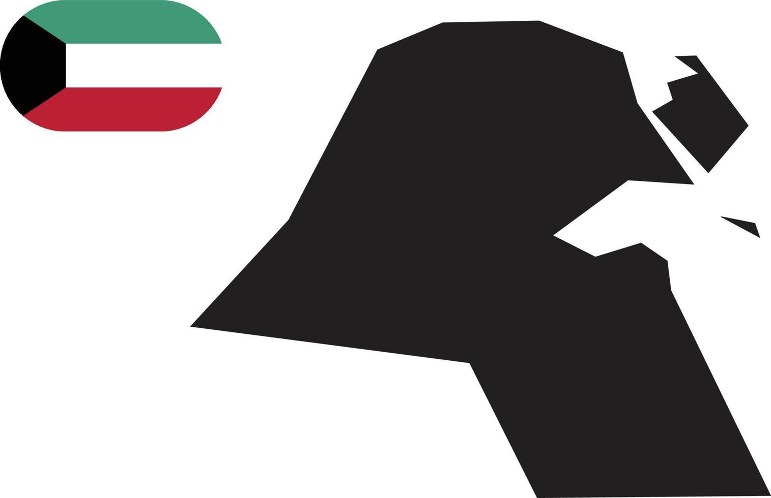 mapa y bandera de kuwait vector