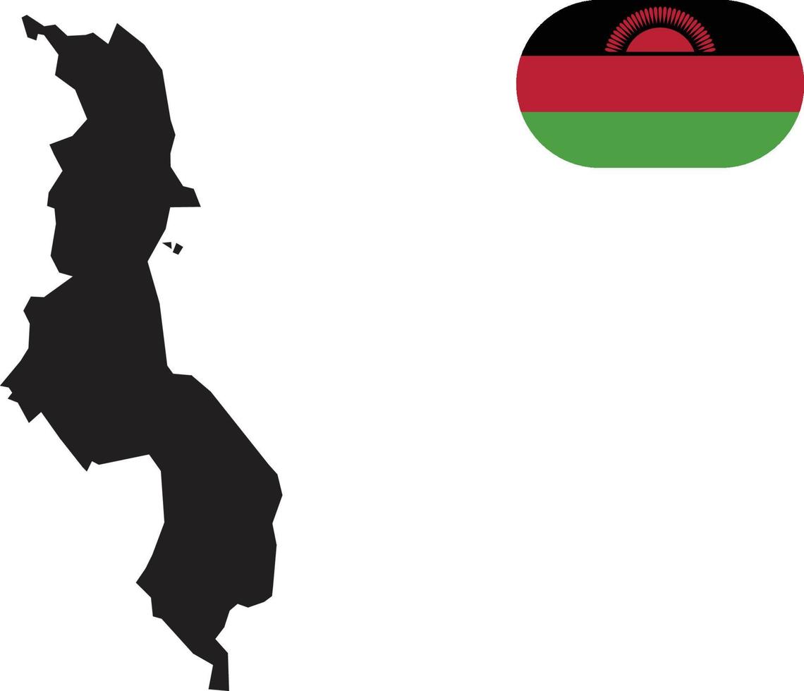 mapa y bandera de malawi vector