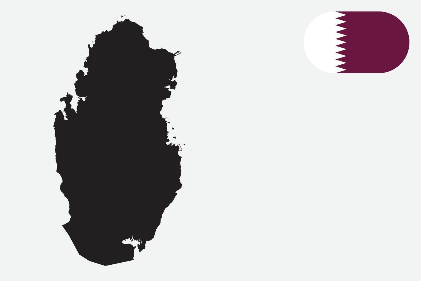 mapa y bandera de qatar vector