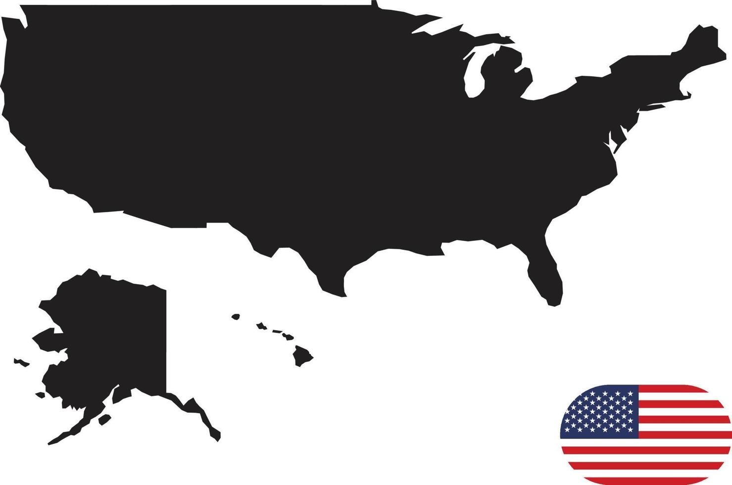 map and flag of United States vector