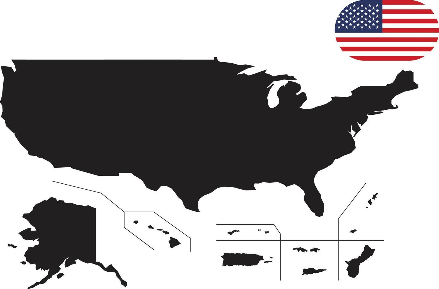 map and flag of Usa vector