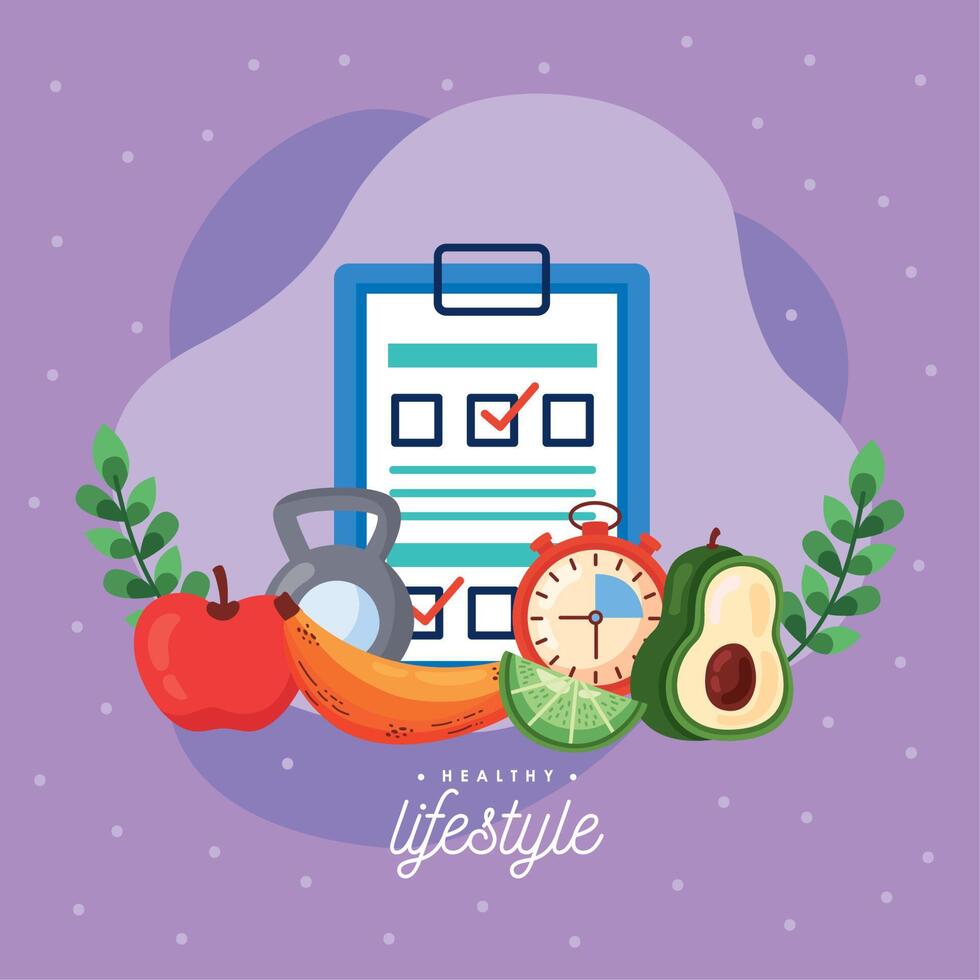 healthy lifestyle lettering card vector