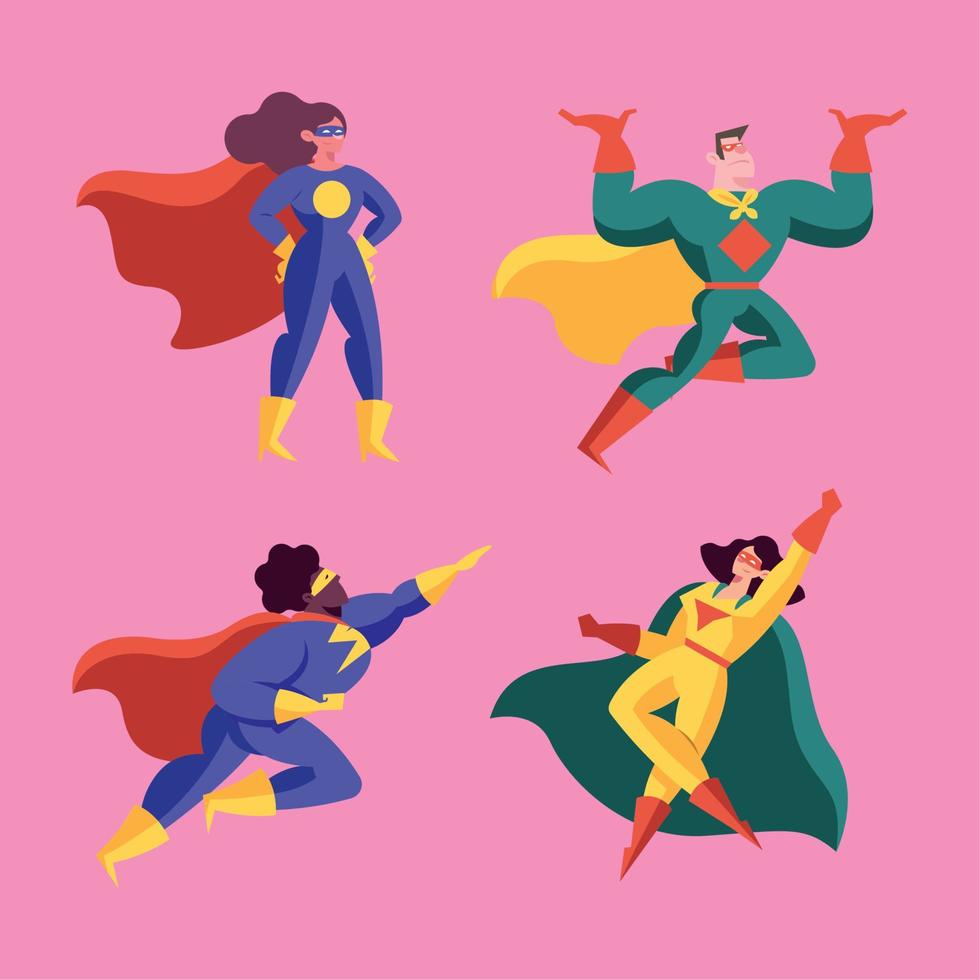 superhéroes mujeres y hombres vector